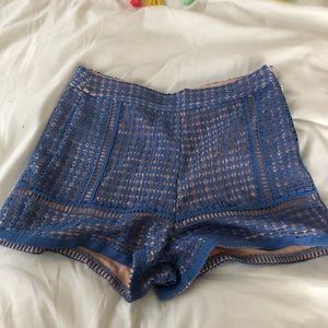 Blue and blush lace shorts
